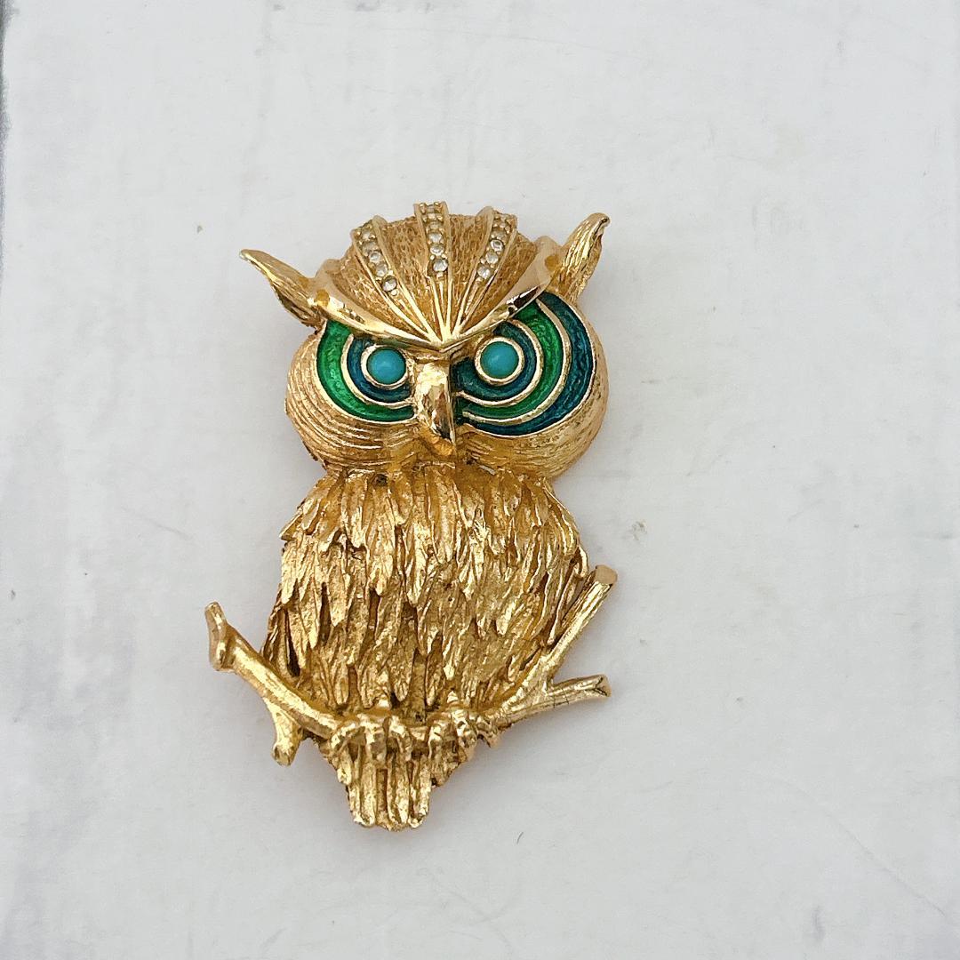 ジ*ン様 Christian Dior ブローチ　フクロウモチーフ　現状品　ヴィ