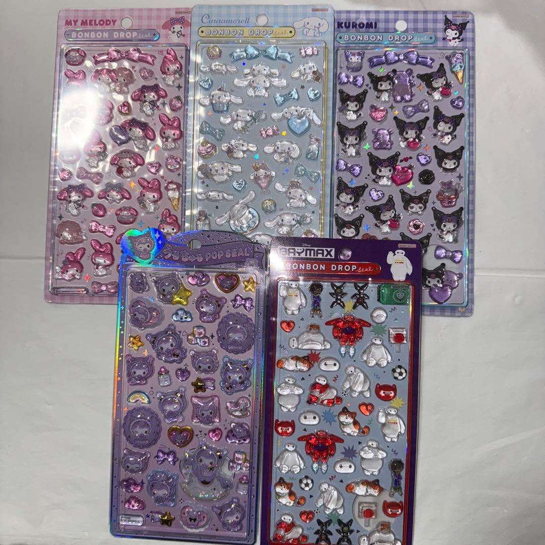 国内正規品 ボンボンドロップシール うるちゅるシール サンリオ ディズニー 5枚