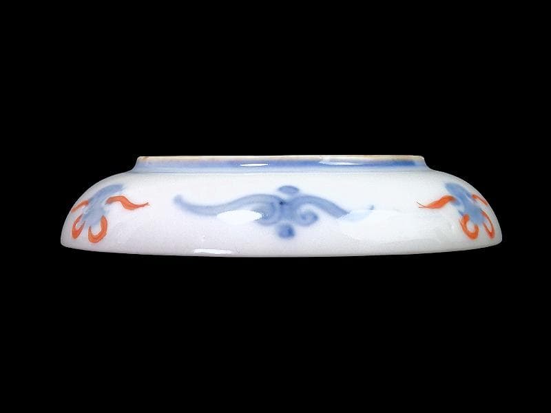 古伊万里　色絵　割絵　花の図　４寸皿　４枚　3164AS-CWu