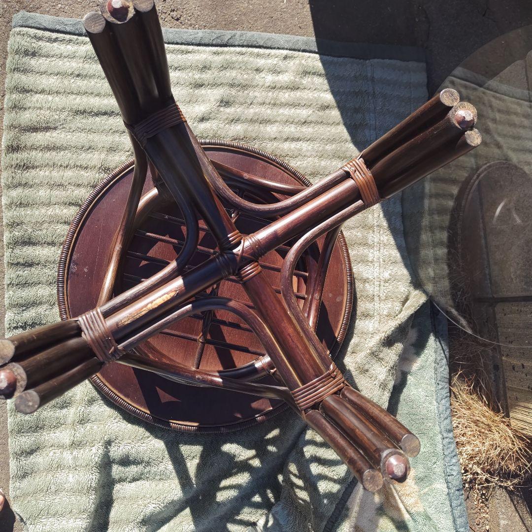 h*a様 昭和レトロ 横浜Kazama 籐ラタン　ラタンテーブル　当時物