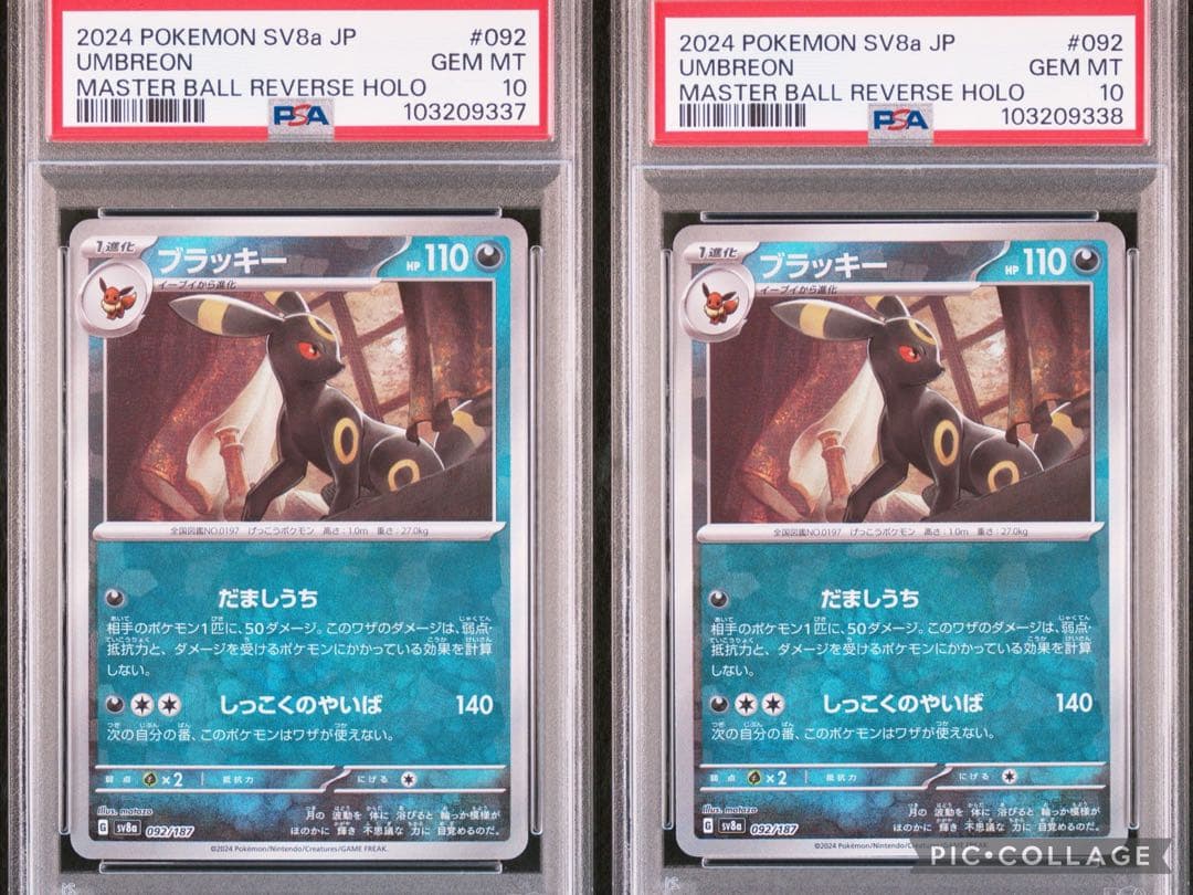 ポケモンカード　ブラッキーマスターボール　psa10 連番