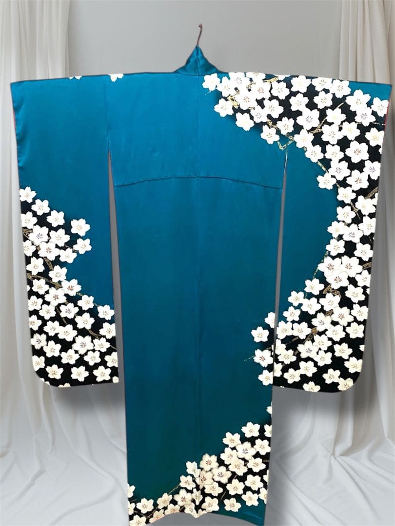 本日限定価格！振袖フルセット 新品正絹帯 ターコイズブルー 新品SAGAFOX