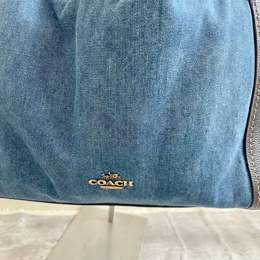 コーチ　ハンドバッグ レザー イーディー デニム 花柄