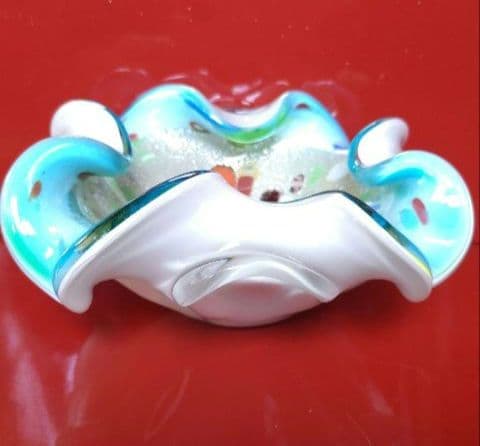 60's　ヴィンテージ　 ベネチアンガラス　ムラーノ　手吹き工芸品　キャンディ皿