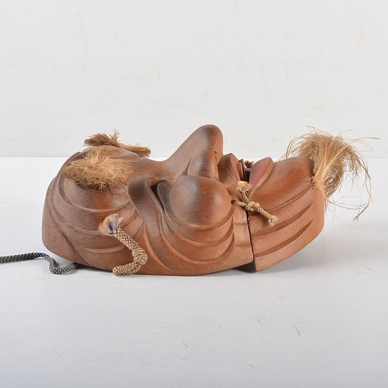 能面　能楽　雅楽　木彫　翁面　楽峰銘　V　R5578