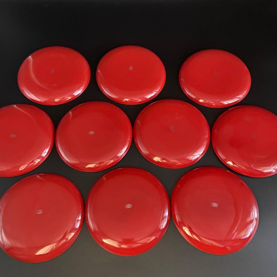 京都 平安象彦 菊 銘々盆 菓子皿 漆器 10客 共箱 菓子器 茶道具 懐石