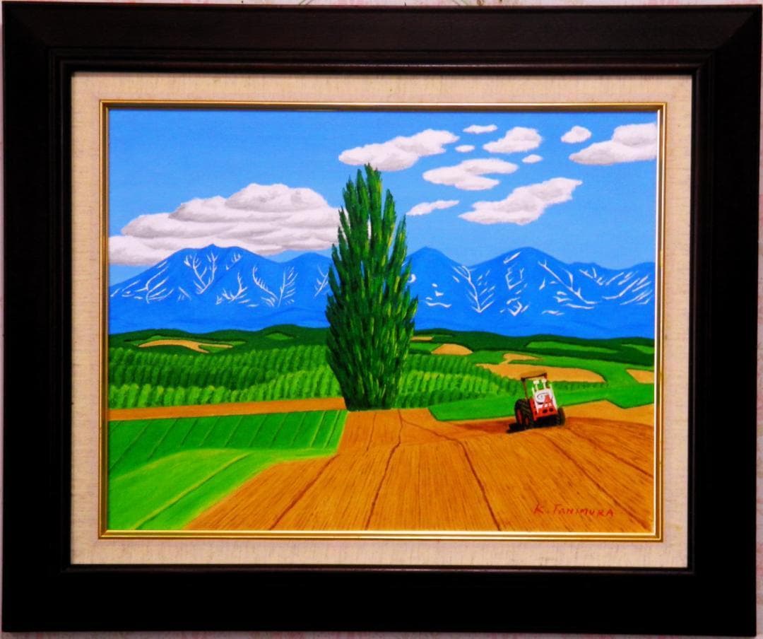 ★十勝連峰ケンとメリーの大木・肉筆油彩画・F6キャンバス