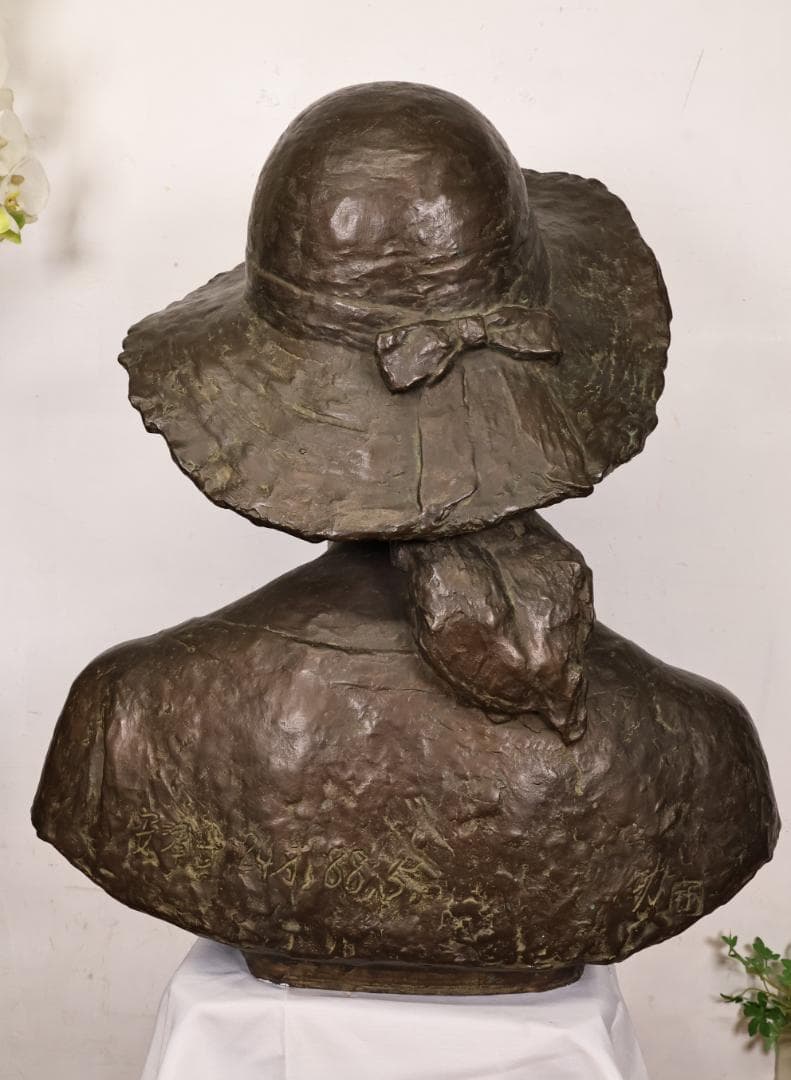 【真作】　日展彫刻作家　田畑功 作 ブロンズ像 胸像　重さ41㎏　BK001