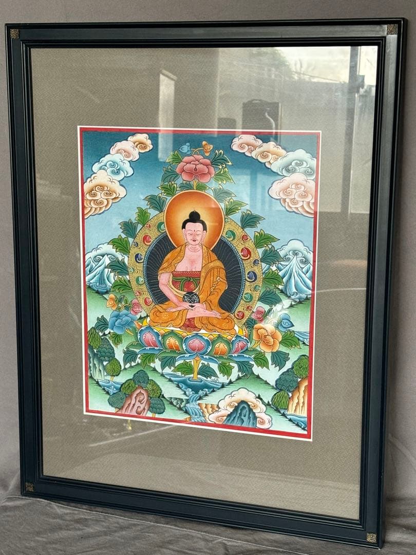 チベット仏教 曼荼羅 タンカ 肉筆コットンキャンパス手書き