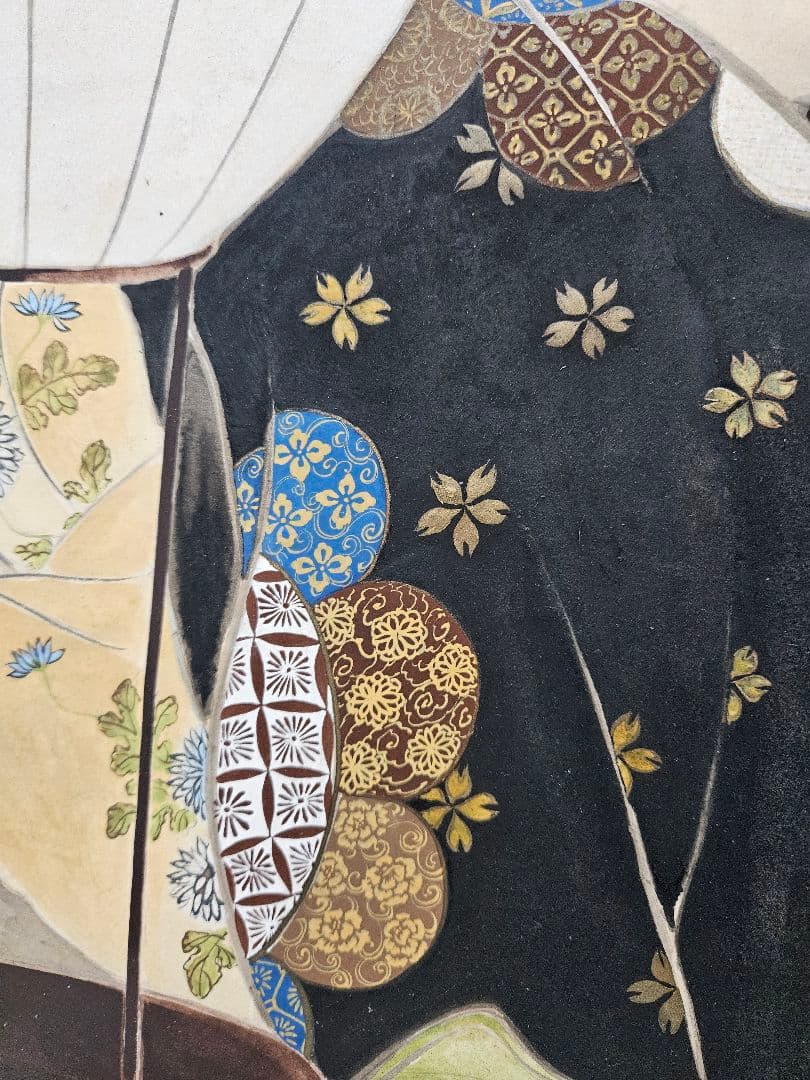 蕙養 『文読む美人図』 肉筆 大幅 浮世絵 紙本 彩色 額装