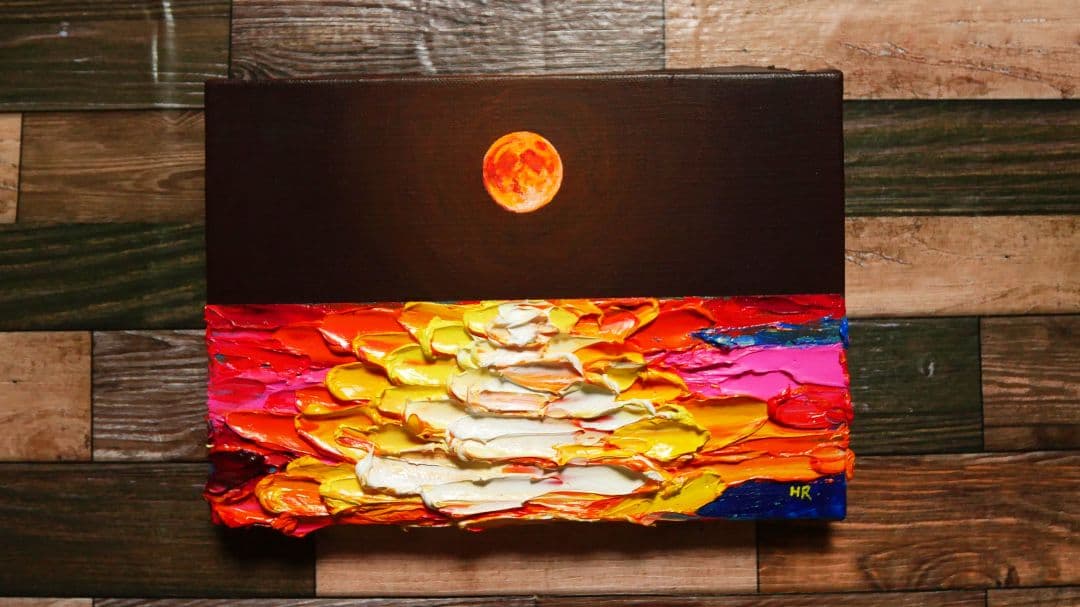 油絵 絵画 【オレンジの満月】