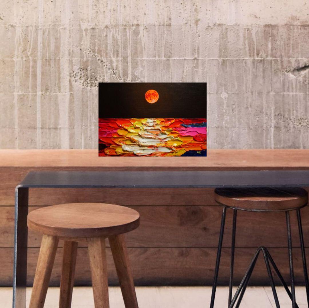 油絵 絵画 【オレンジの満月】