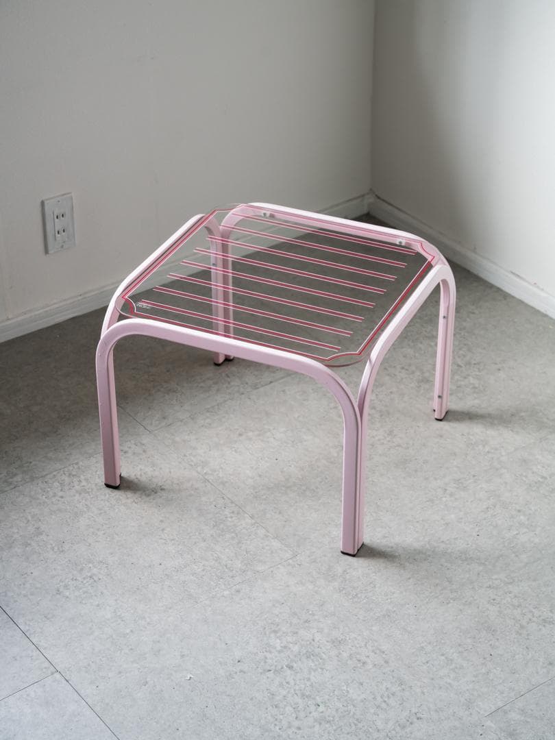 80-90's ポストモダン アイアン ガラステーブル レトロポップ