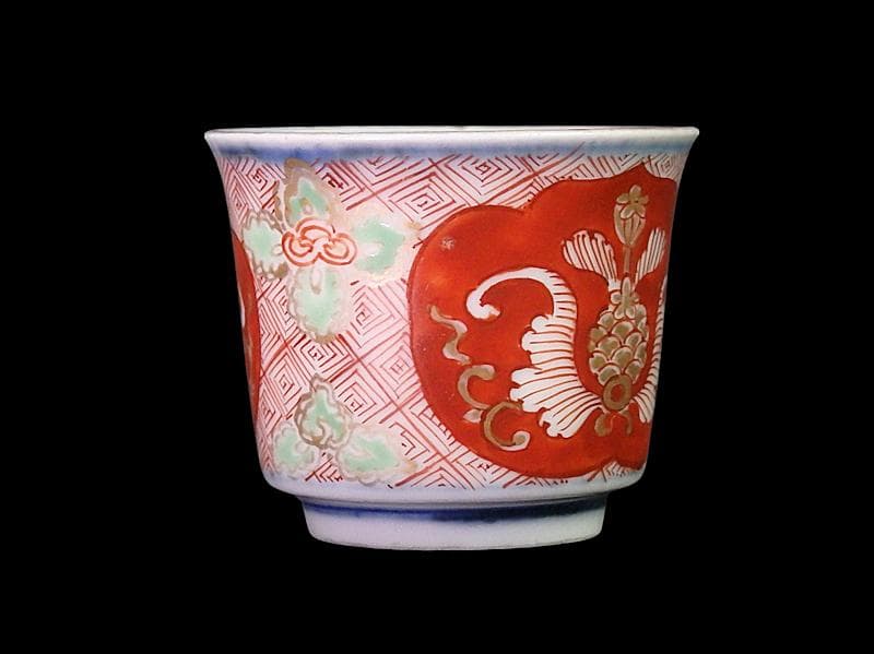 大聖寺伊万里　金襴手　金唐草に牡丹の図　小猪口　５客　N276AS-CZm