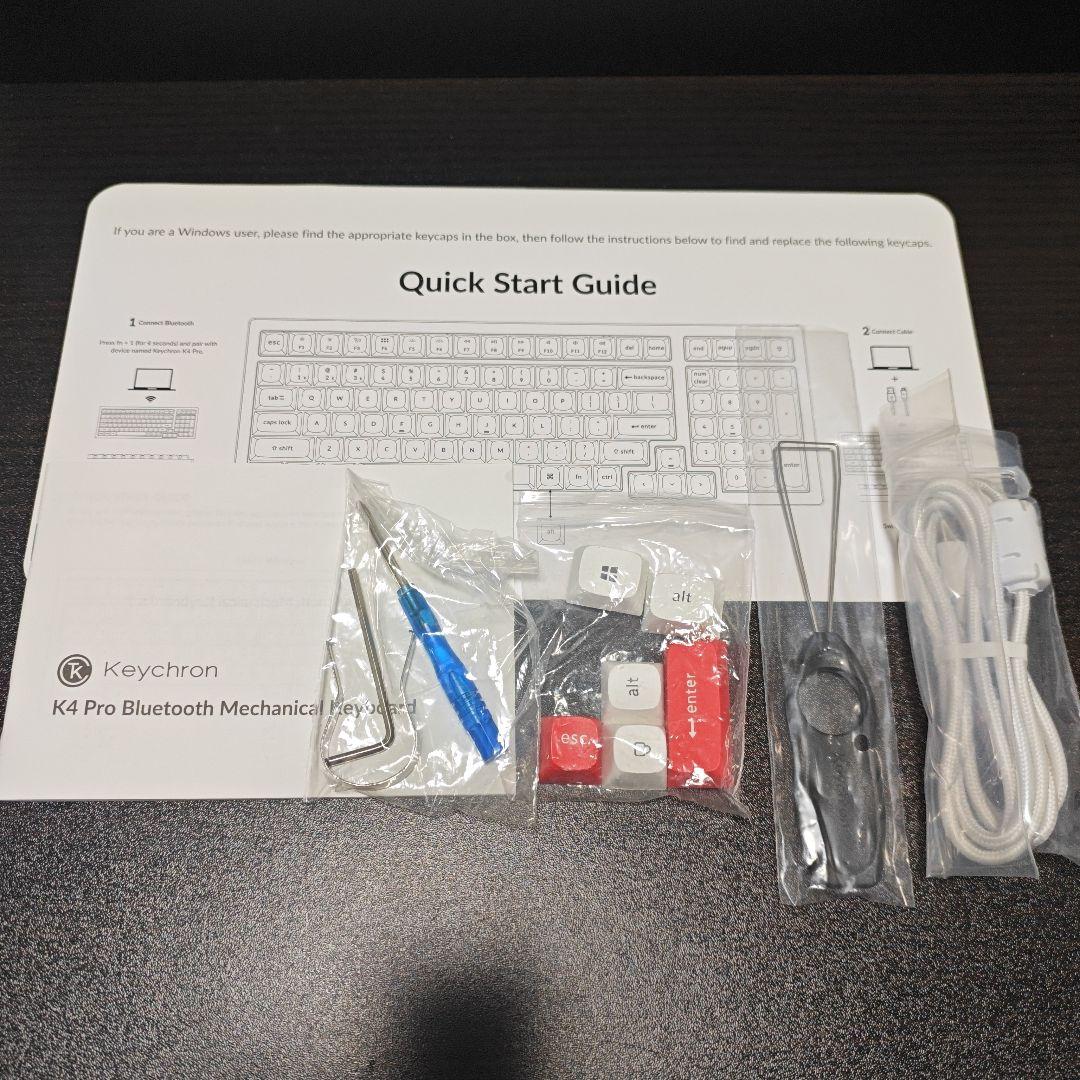 Keychron K4 Pro ホワイト メカニカルキーボード 茶軸 英語配列