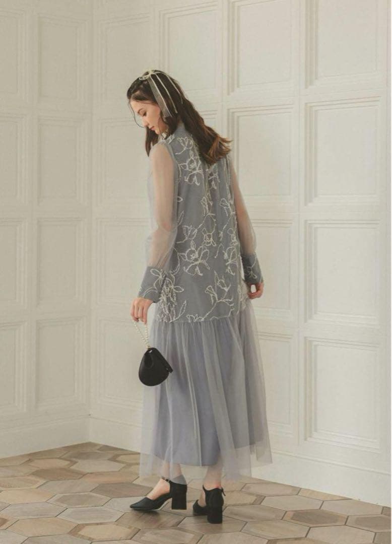 7★新品★La cadence　フェザーフラワーチュールドレス　M