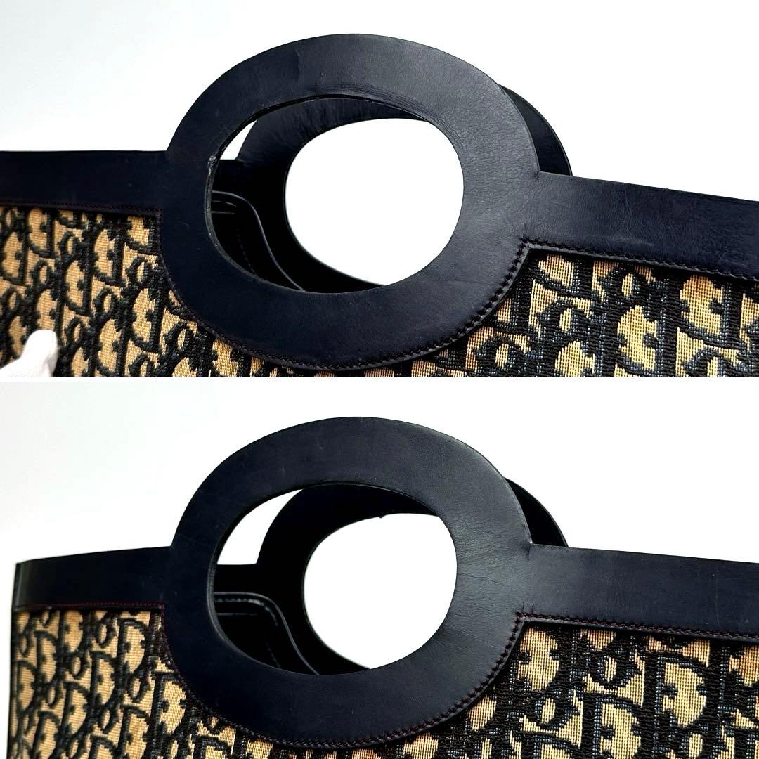 【美品】ディオール　ハンドバッグ　2way　トロッター　総柄　キャンバス　レザー