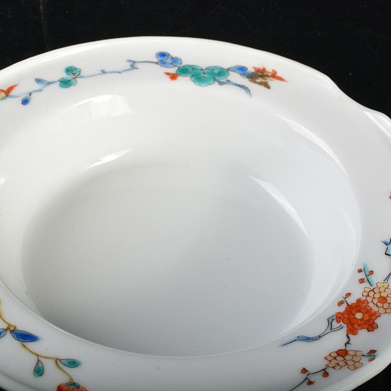 有田焼　人間国宝　十三代酒井田柿右衛門作　染錦　柘榴梅文　灰皿　共箱　C6012