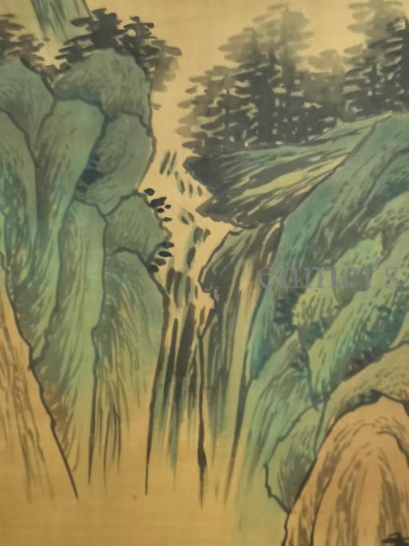 中国古美術 明代 董其昌作款 山水画 絹本 四尺 中堂画 唐物 肉筆 時代画家