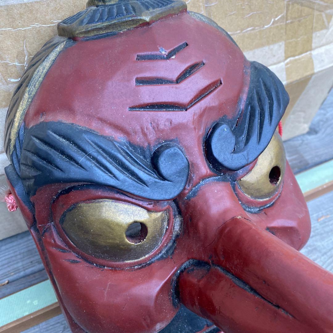 天狗 お面 木彫り　幅20cmＸ奥行30cmＸ高さ29cm