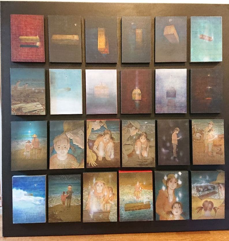 日本画家堤進の平面ポップアート 作品 。ミクストメディア」