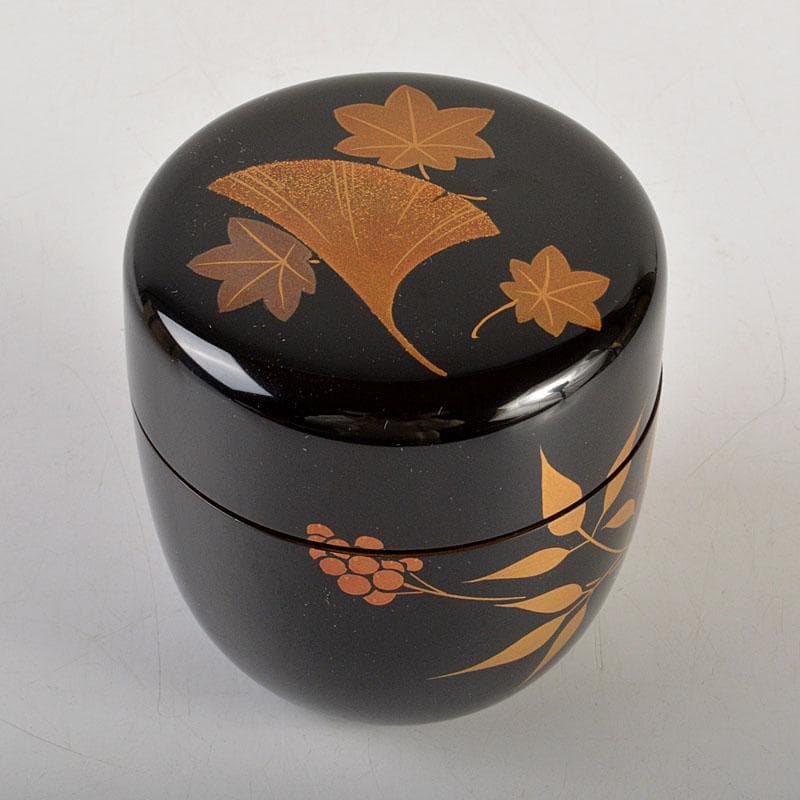 茶道具　塗師　比古田外記　蒔絵師　田中勝月　中棗　共箱　V　6787