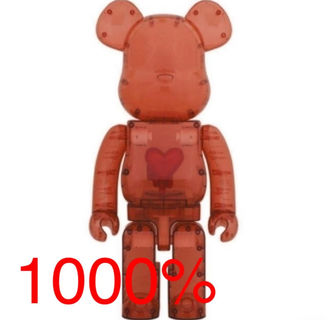 ベアブリックEmotionally Clear Red Heart 1000％