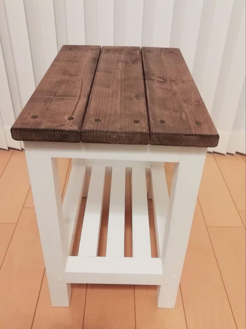 スツール/棚付き/椅子/ホワイト【送料込み】