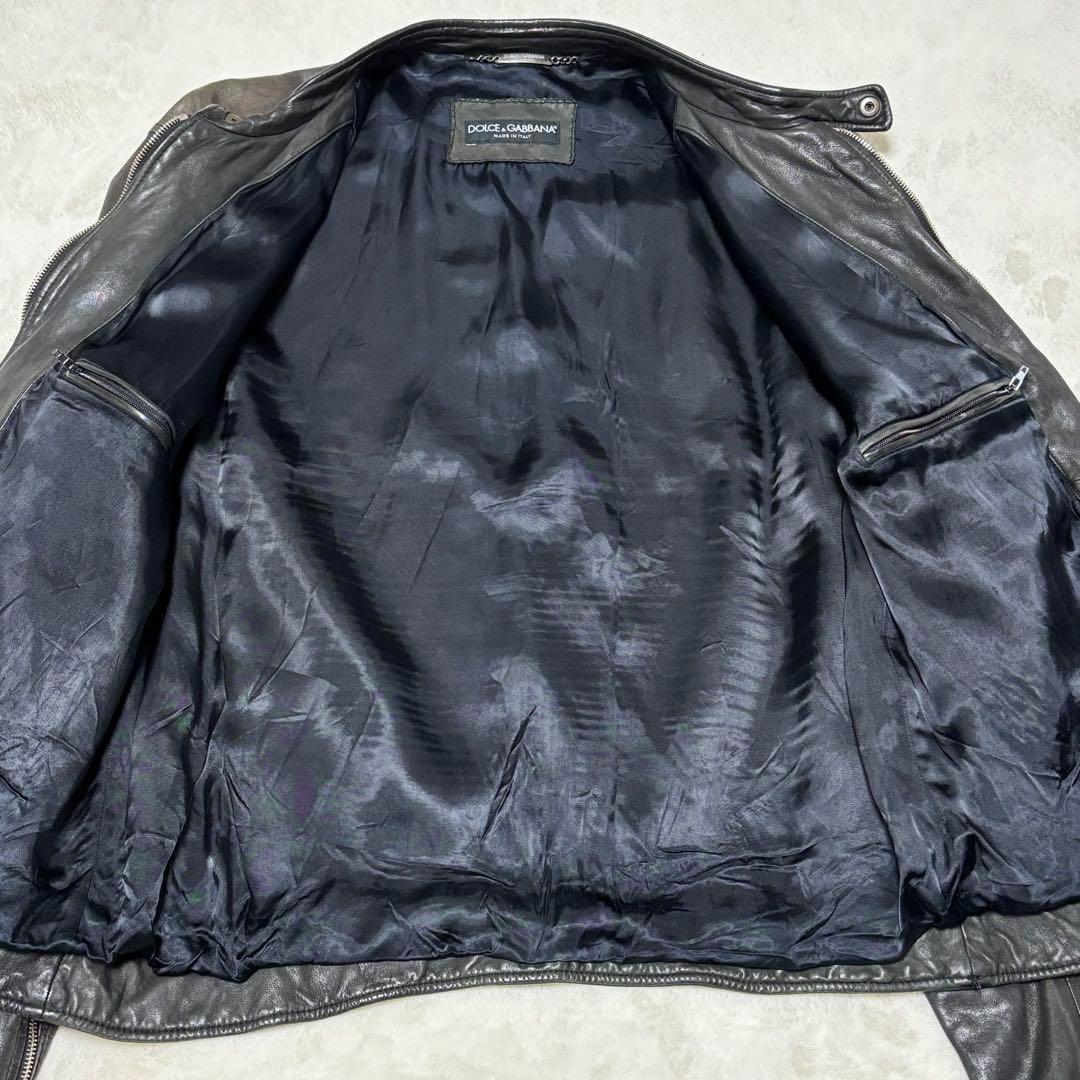 希少 DOLCE & GABBANA ラムレザー ライダーズ　黒 50 ブルゾン