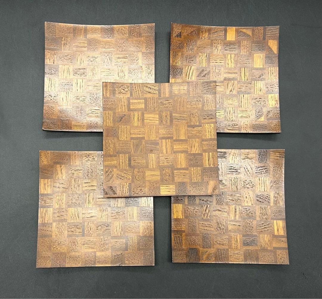 箱根寄木細工　角皿　5枚　未使用品
