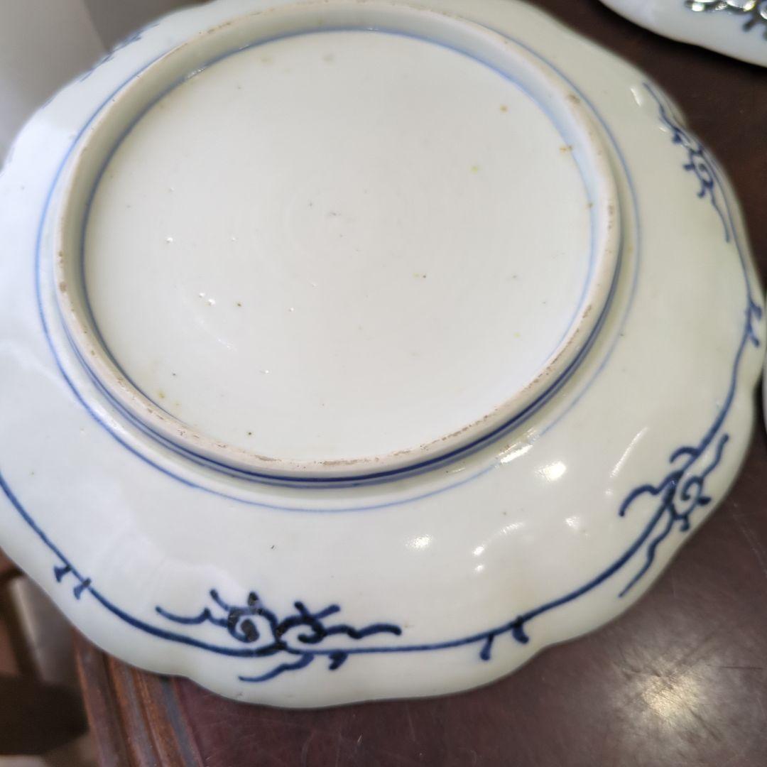 骨董 古伊万里 七寸皿 22cm 色絵 中皿 陶器 皿 金彩 アンティーク ５枚