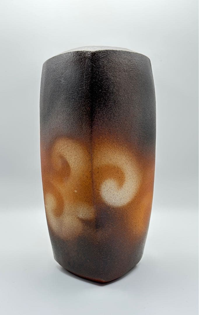 岡田裕 萩焼 炎彩四方花入 花瓶 花器 未使用