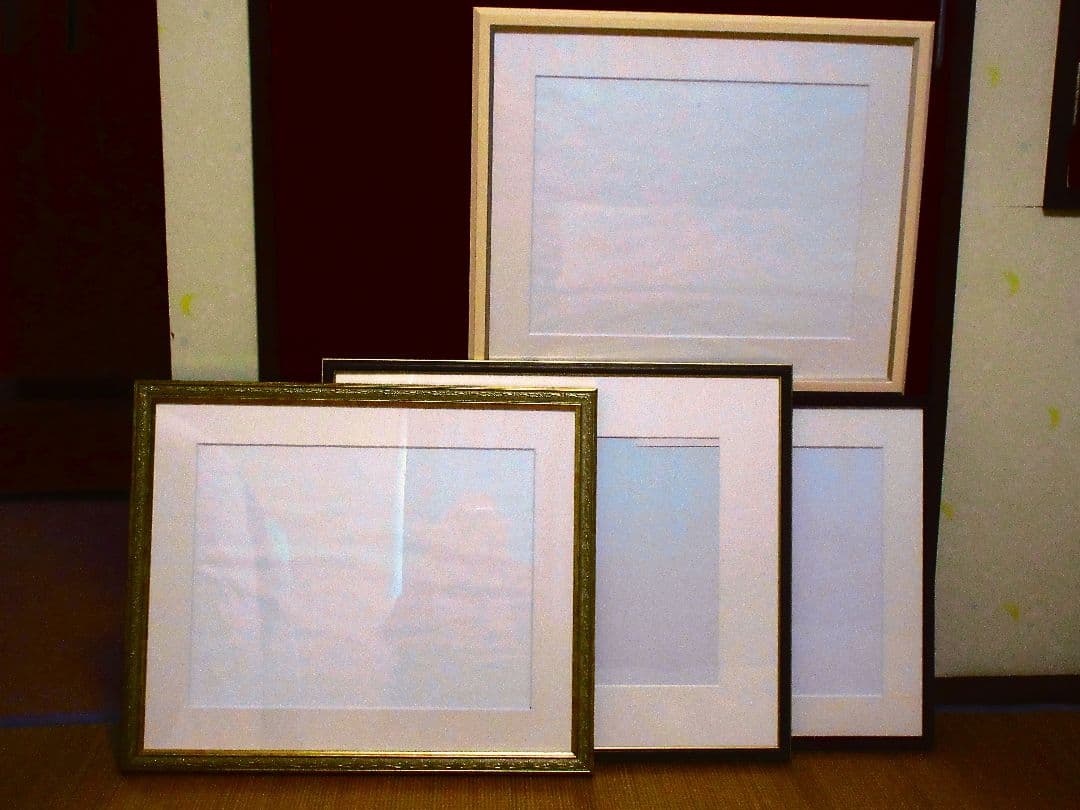 港の風景 水彩画額装済み F6サイズ