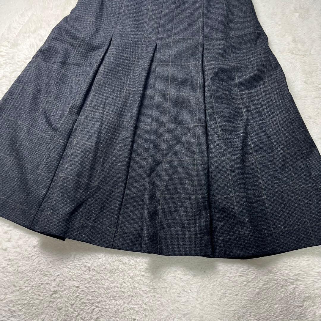マーガレットハウエル　ウールプリーツスカート　チェック　L