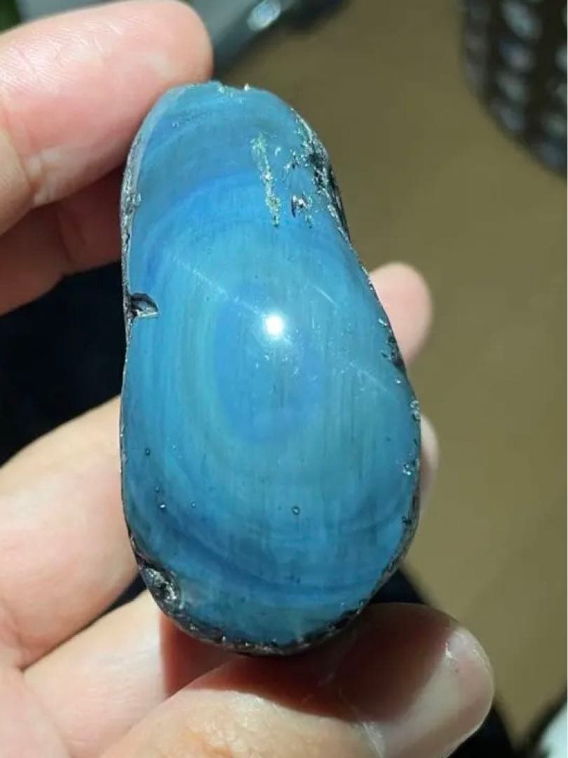 研磨品　十勝石玲瓏　ブルー系シラー　レインボーオブシディアン