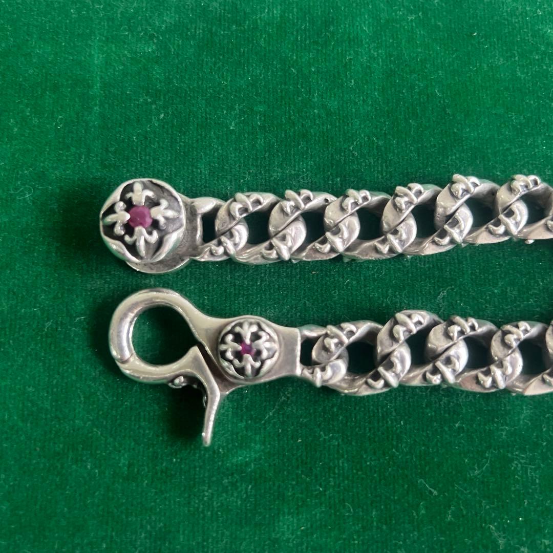 A&G ルビー　クロス フレア ファンシー チェーン ブレスレット　シルバー