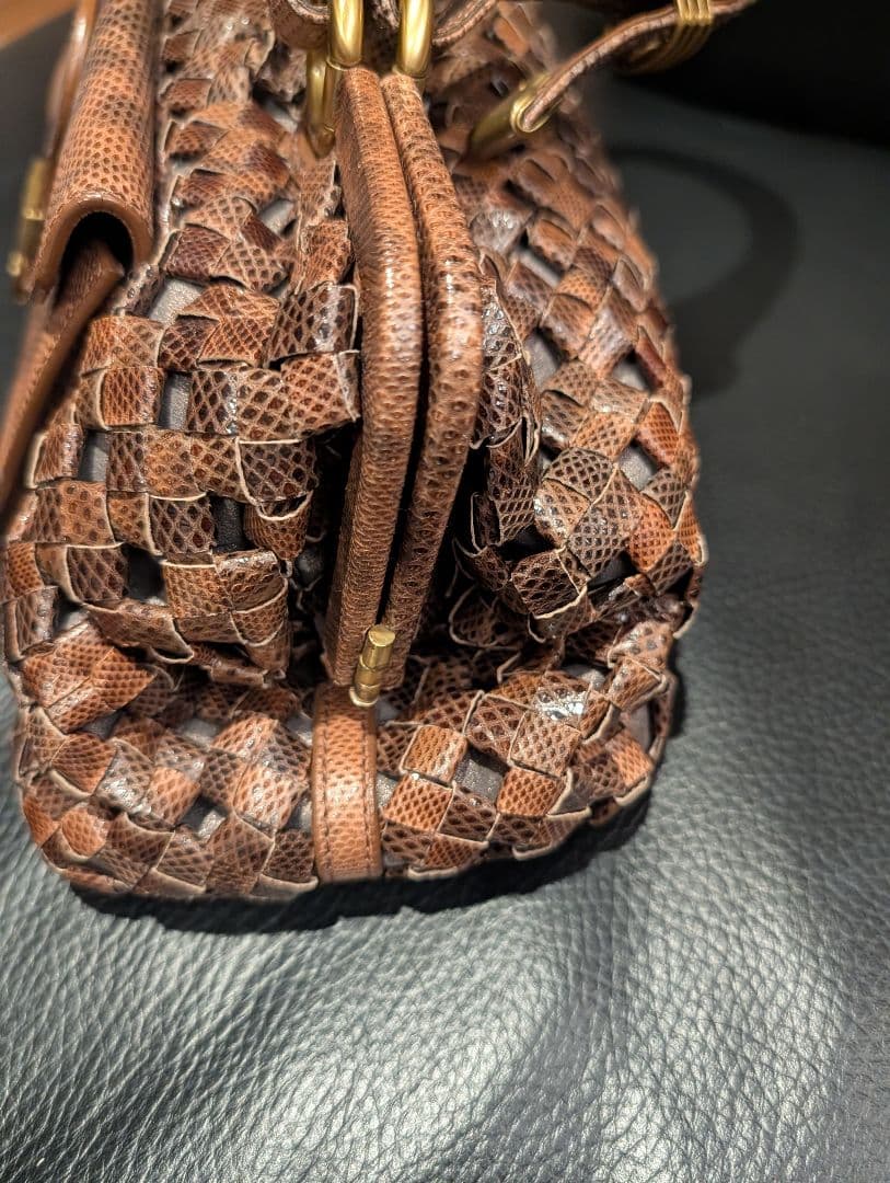 Bottega Veneta ブラウン 編み込みハンドバッグ