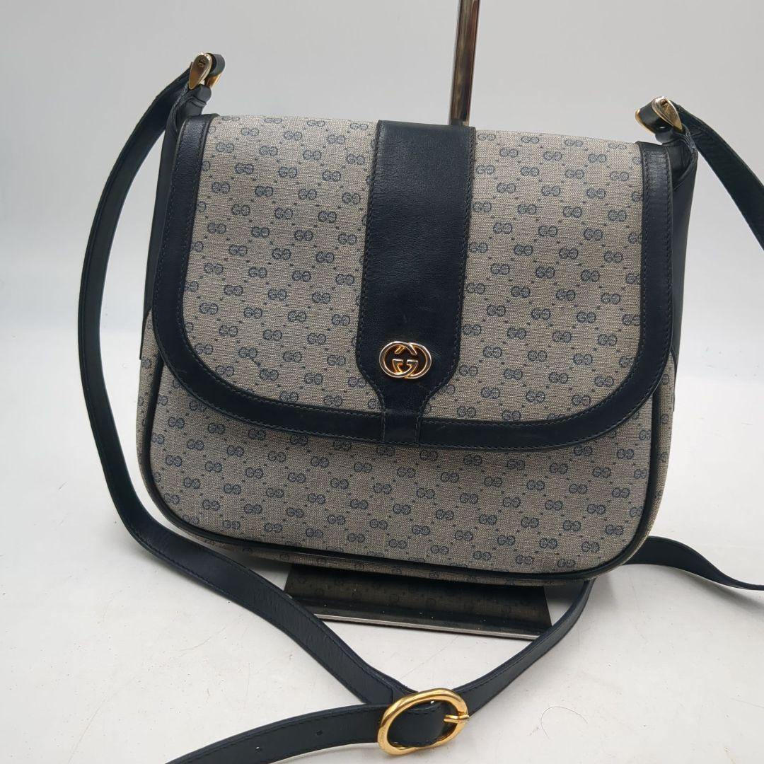希少 OLD GUCCI マイクロ　GG ネイビー　金具