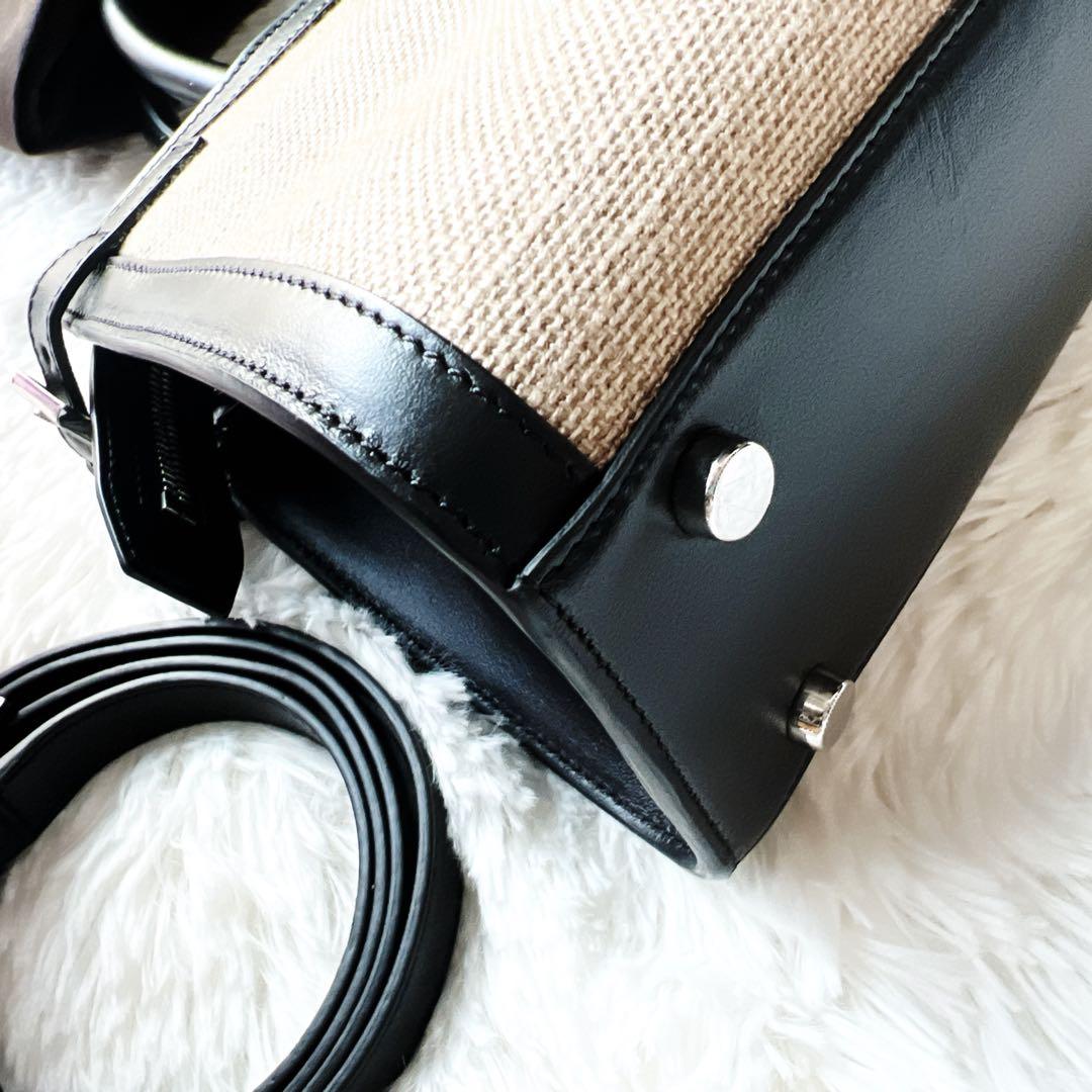 極美品　foxyフォクシー　キャンバス　レザー　本革　ショルダー　バッグ