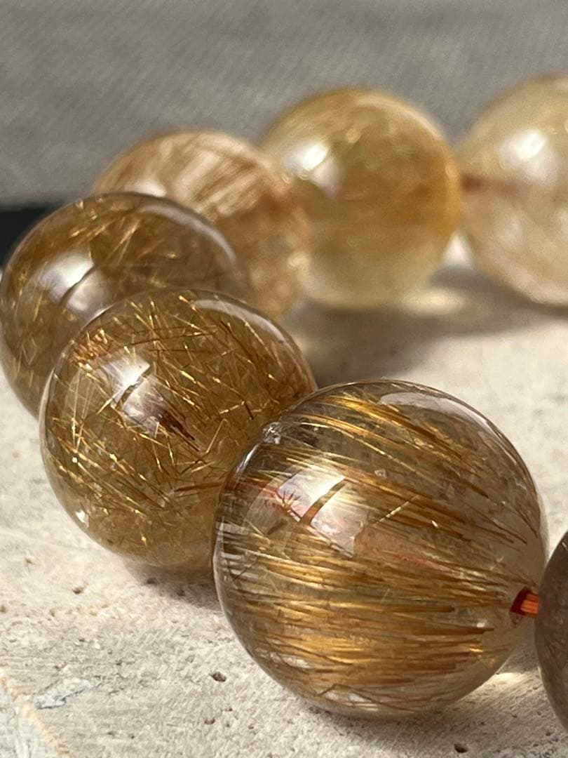 ルチルクォーツ　16.9〜19.3㎜　ブレスレット