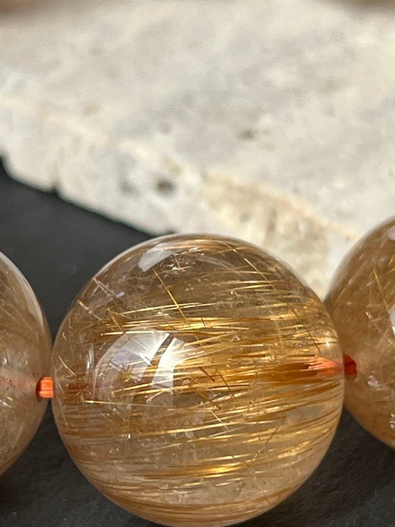 ルチルクォーツ　16.9〜19.3㎜　ブレスレット