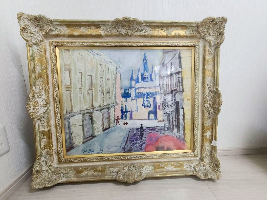 絵画 「ボルドーの街角」 フランス　アンティーク　額縁