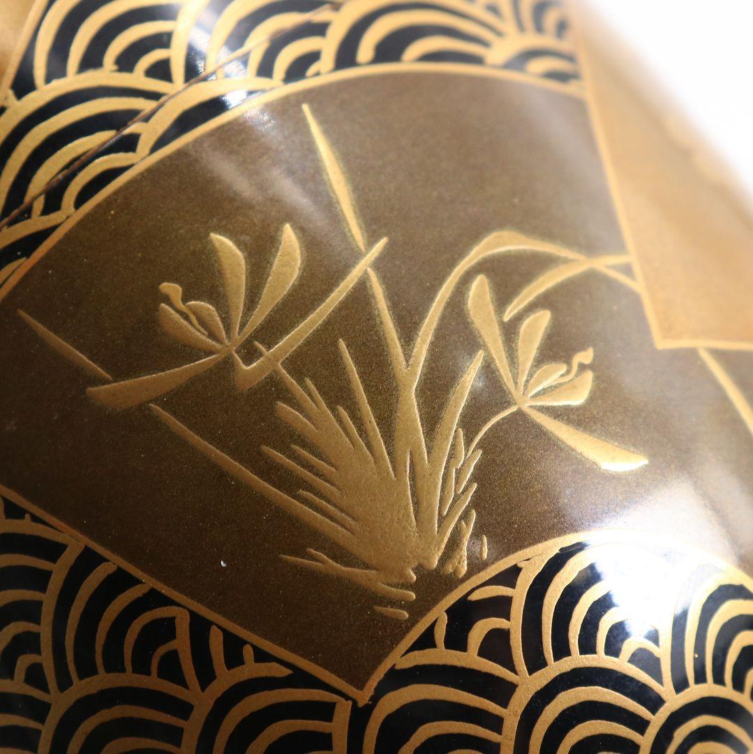 青海波に五君子蒔絵 中棗 松竹梅 内金梨子地 茶道具　M881