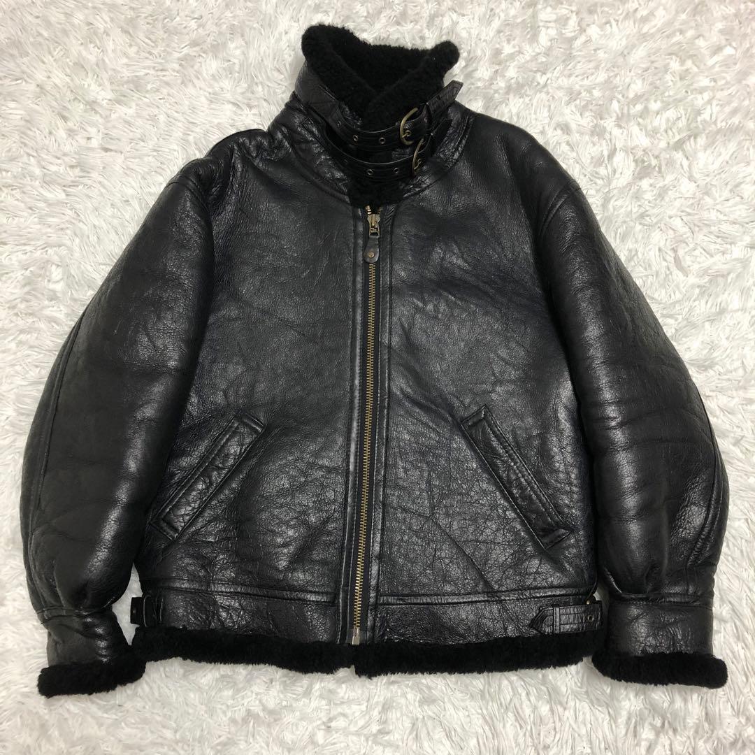 ムートンジャケット　b3 黒　羊革