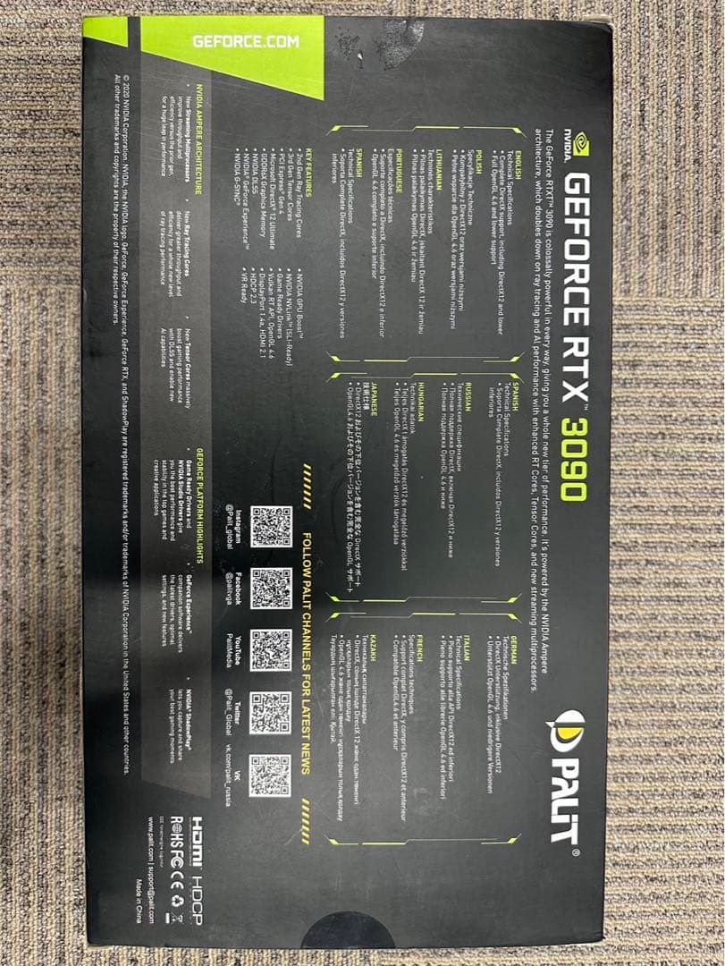 NVIDIA RTX 3090(動作品) 箱付き Palit 分解歴あり