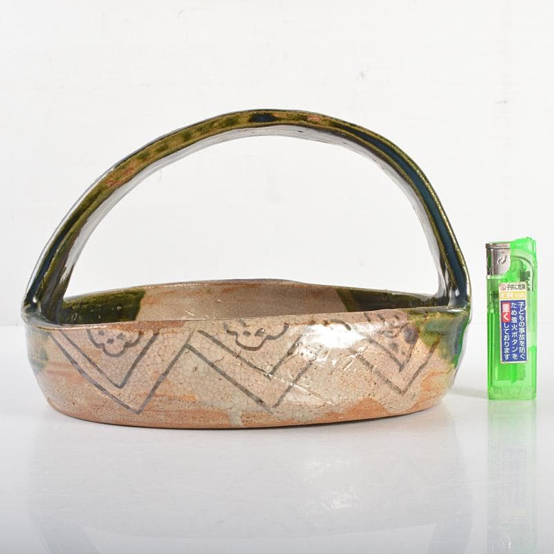 北大路魯山人作　織部焼　手鉢　黒田陶々庵識箱　M　R6736