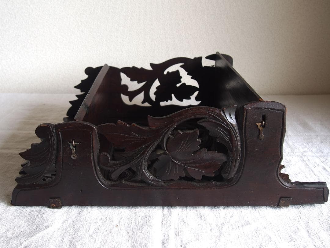 葡萄の葉 木彫刻 折り畳 コンソール 飾り棚 ウォールシェルフ 装飾/K353