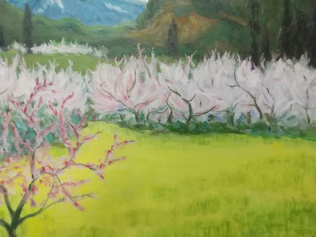 油絵 F15「早春」1984 油彩画 絵画