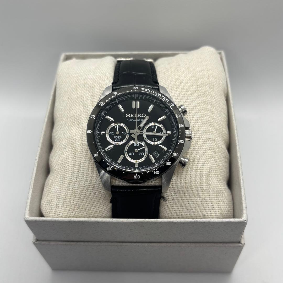 美品 SEIKO クロノグラフ SBTR021 ブラック セレクション クオーツ