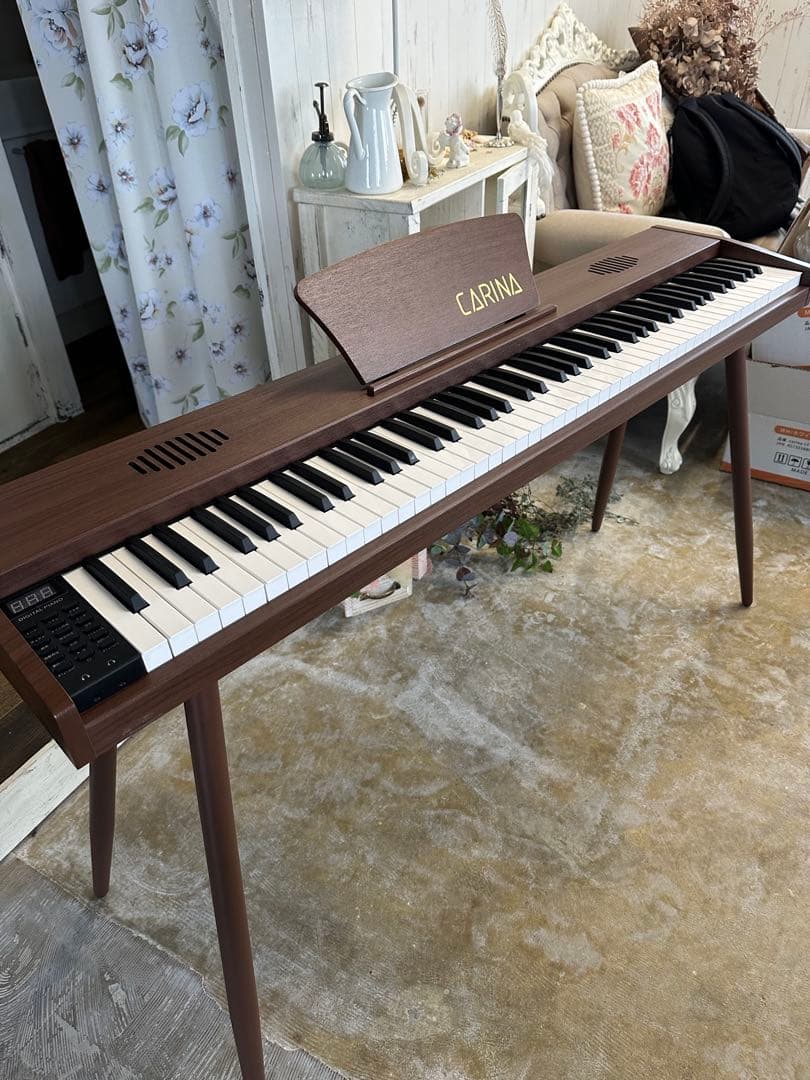 スタンド付き　電子ピアノ88鍵盤　木目調ボディ　マホガニー